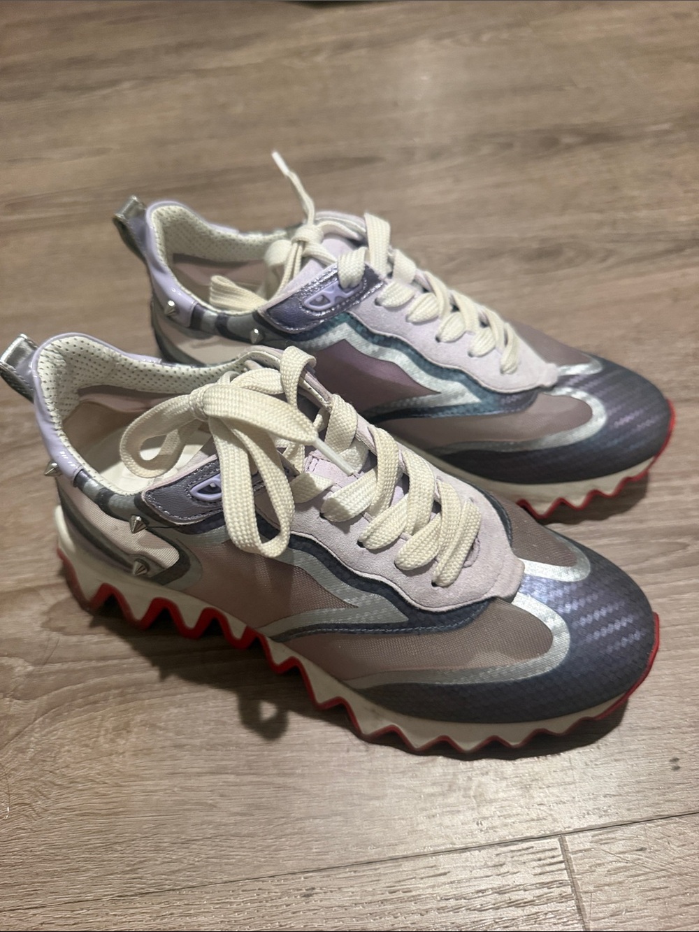 Christian Louboutin womens Sneakers in Lilac, Silver and Red